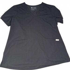 FIGS Casma Three Pocket Scrub Top Black Size Large
